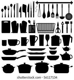 Kitchen Utensils Silhouette Vector