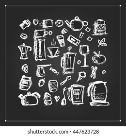Kitchen utensils, sketch drawing for your design
