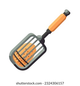 Kitchen utensils spatula with potato chip icon isolated