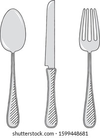 Kitchen utensils - spoon, fork, knife