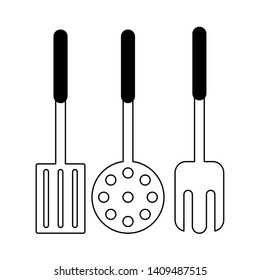 Kitchen utensils and supplies cartoons vector illustration graphic design