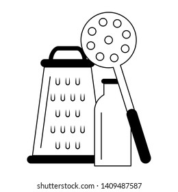 Kitchen utensils and supplies cartoons vector illustration graphic design