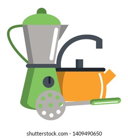 Kitchen utensils and supplies cartoons vector illustration graphic design