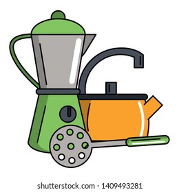 Kitchen utensils and supplies cartoons vector illustration graphic design