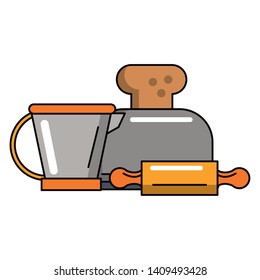 Kitchen utensils and supplies cartoons vector illustration graphic design