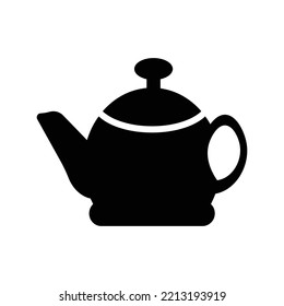 Kitchen utensils teapot kettle icon | Black Vector illustration |