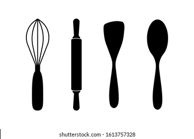 Kitchen utensils tools icon set