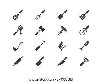 Kitchen utensils and tools icons set