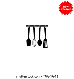 Kitchen utensils vector icon isolated on white background.