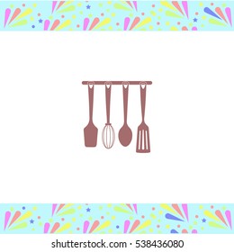 Kitchen utensils vector icon on white background. Isolated illustration. Business picture.