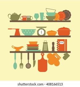 Kitchen utensils vector icons.