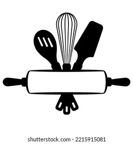 Kitchen Utensils vector illustration Baking logo, Farmhouse kitchen decor,  Chef cafe restaurant logo, Baking whisk, Cooking apron design for baker