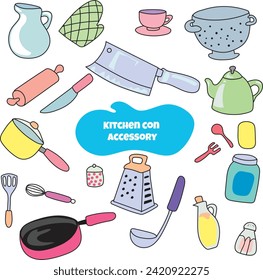 kitchen utensils vector illustration set