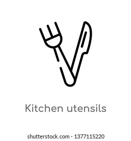 kitchen utensils vector line icon. Simple element illustration. kitchen utensils outline icon from tools and utensils concept. Can be used for web and mobile