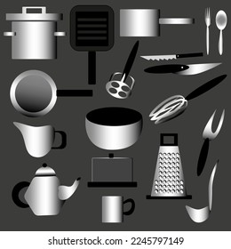 Kitchen utensils vector seamless pattern of icons