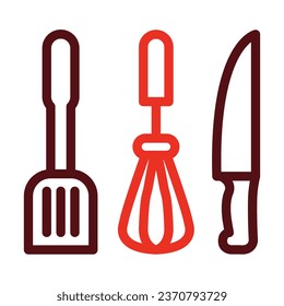 Kitchen Utensils Vector Thick Line Two Color Icons For Personal And Commercial Use.
