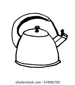kitchen utensils,Cup and saucer, coloring pages for kids, Doodle vector illustration