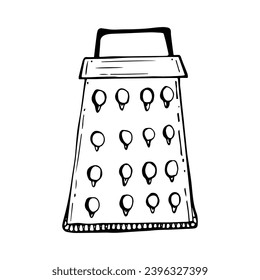 Kitchen utensils.Kitchen grater in doodle style on isolated white background.Vector element.