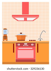 Kitchen vector - blender, cooker hood, saucepan