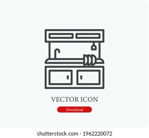 Kitchen vector icon. Editable stroke. Symbol in Line Art Style for Design, Presentation, Website or Apps Elements, Logo. Pixel vector graphics - Vector