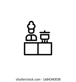 Kitchen vector icon in linear, outline icon isolated on white background
