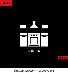 Kitchen vector icon on black background. Illustration flat icon for graphic, print media interfaces and web design.