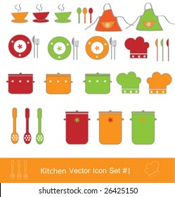 Kitchen vector icon set