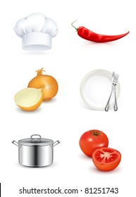 Kitchen, vector icon set