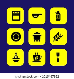 Kitchen vector icon set. strainer, pot, oven and soap dispenser