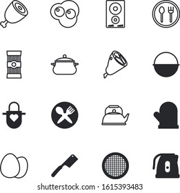 kitchen vector icon set such as: organic, saucepan, hard, apparel, bag, cauldron, worker, pots, soup, cholesterol, vacancy, pans, danger, eggs, wear, stainless, happy, sketch, domestic, serve