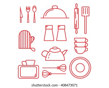 Kitchen vector icons set