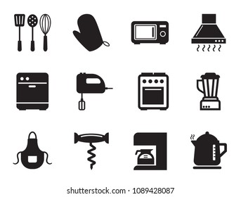 Kitchen Vector Icons Set Toaster Microwave Stock Vector (Royalty Free ...