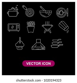 Kitchen vector icons in trendy flat style isolated on grey background