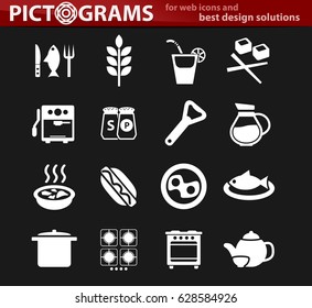 kitchen vector icons for user interface design