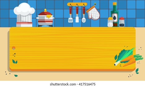 Kitchen Vector Illustration. Cooking Flat Symbols. Kitchen Utensils Design Set. Cooking Background Illustration.