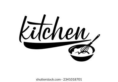 Cocina. Logo del vector. Diseño de afiches, volantes, pancartas, café-menú. Texto de cita de caligrafía dibujado a mano. Icono del logotipo de la cocina tipográfica. Palabra de la cocina de carteles.