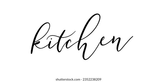 Kitchen. Vector logo set. Design for poster, flyer, banner, menu cafe. Hand drawn calligraphy quote text. Typography kitchen logo icons. Signboard kitchen word.