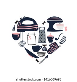 Kitchen vector print for T-shirt, book, album, poster, flyer or banner.