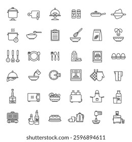 Kitchen vector set. Cooking utensils icons. Isolated kitchen utensil icon set.