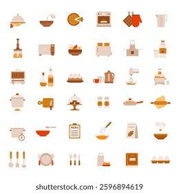 Kitchen vector set. Cooking utensils icons. Isolated kitchen utensil icon set.