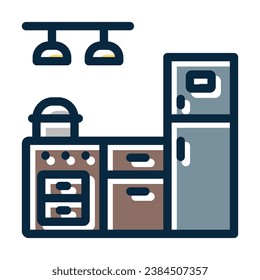 Kitchen Vector Thick Line Filled Dark Colors Icons For Personal And Commercial Use.
