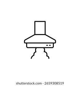 Kitchen Ventilation Hood Icon With Smoke In Minimal Line Style