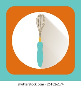 Kitchen ware beater. Vector flat icon with long shadow