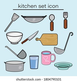 kitchen ware collection icon set