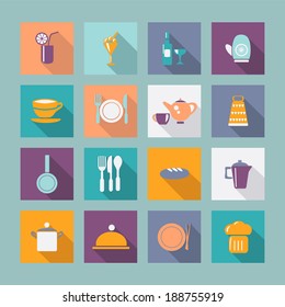 kitchen ware Flat icons Food icons kitchen Utensil with shadow