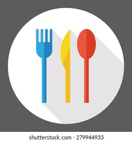 Kitchen ware tableware flat icon with long shadow