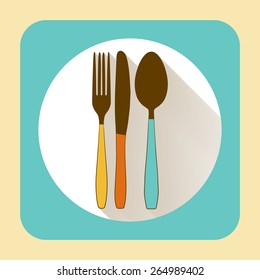 Kitchen ware tableware. Vector flat icon with long shadow