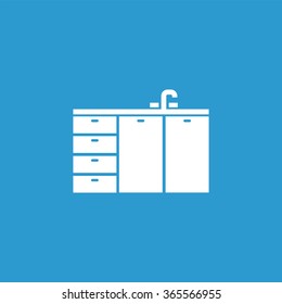 kitchen washbasin icon, on blue background