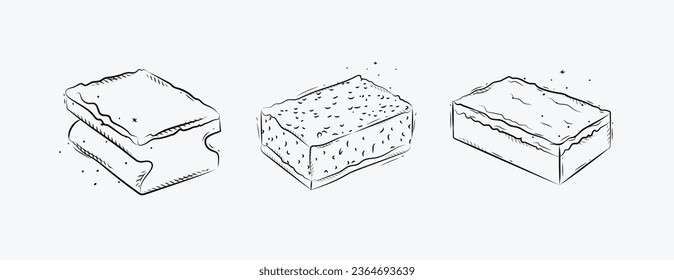 Kitchen washcloth drawing in graphic style on beige background