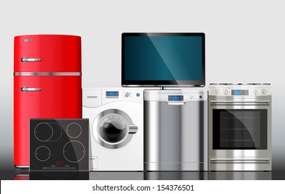 Kitchen - washing machine, icebox, gas stove, dishwasher